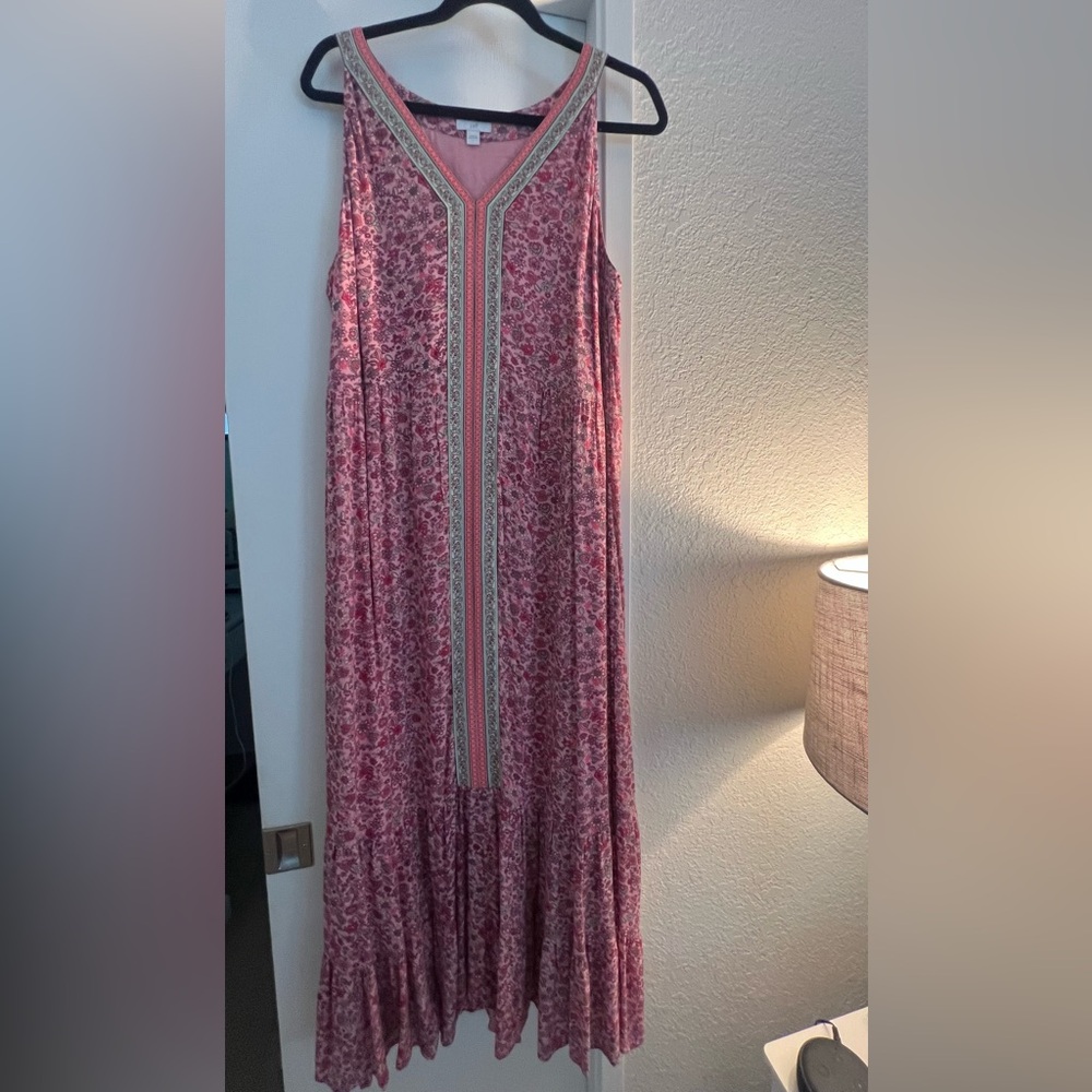 🌸 J.Jill Sleeveless Boho Midi Dress – Size L 🌸